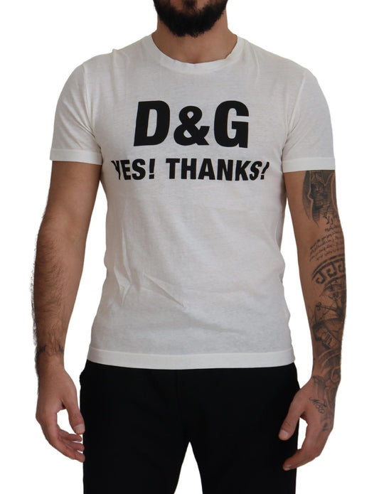 Weiß D&G JA! DANKE! Tee Baumwoll-T-Shirt