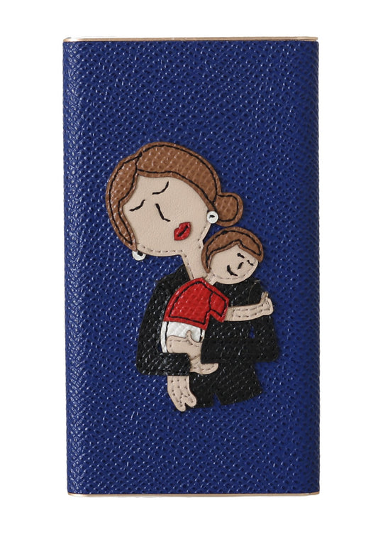 Ladegerät USB Blau Leder Power Bank