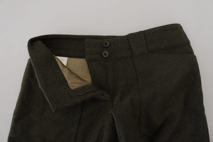 Grüne Lace Up Leg Frauen Tapered Pants