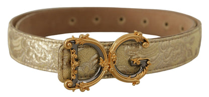 Gelbgold Jaquard Leder DG Logo Metallschnalle Gürtel