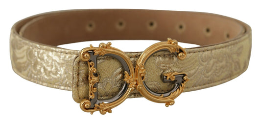 Gelbgold Jaquard Leder DG Logo Metallschnalle Gürtel