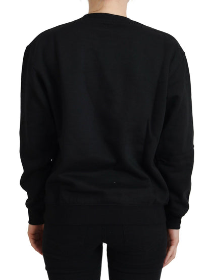 Schwarzer bedruckter Pullover mit langen Ärmeln