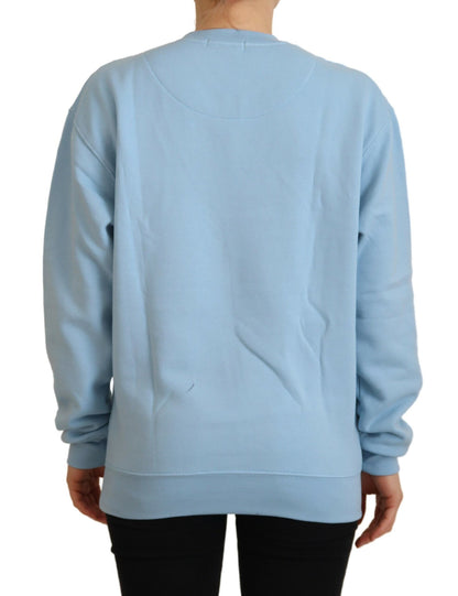 Hellblauer Pullover mit Logodruck und langen Ärmeln