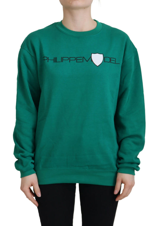 Grün bedruckter Langarmpullover Pullover