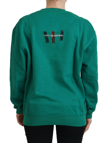 Grün bedruckter Langarmpullover Pullover