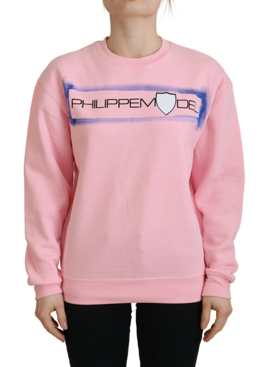 Rosa bedruckter Pullover mit langen Ärmeln