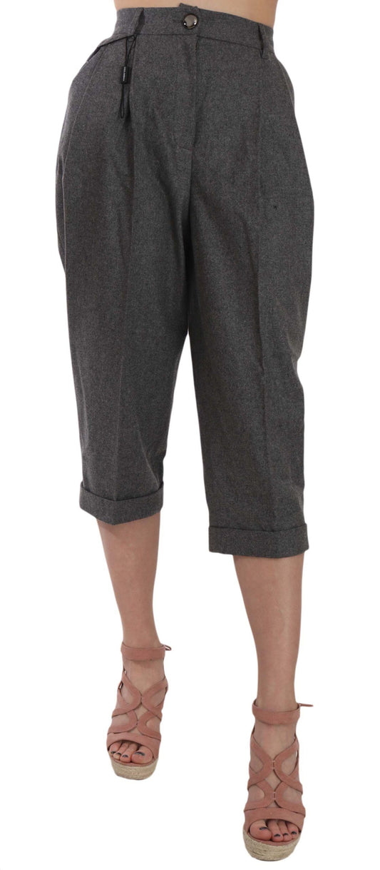 Wool Cropped Trouser Plissee-Hose