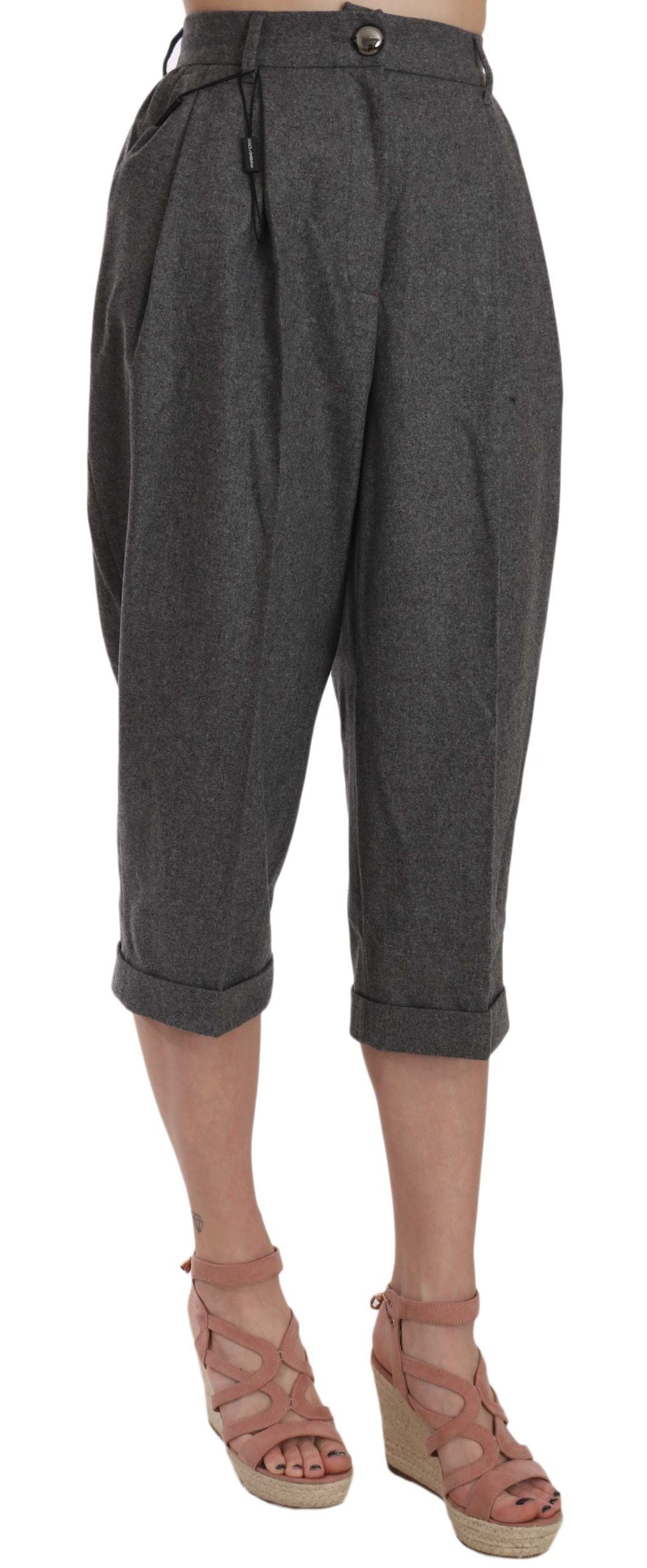 Wool Cropped Trouser Plissee-Hose