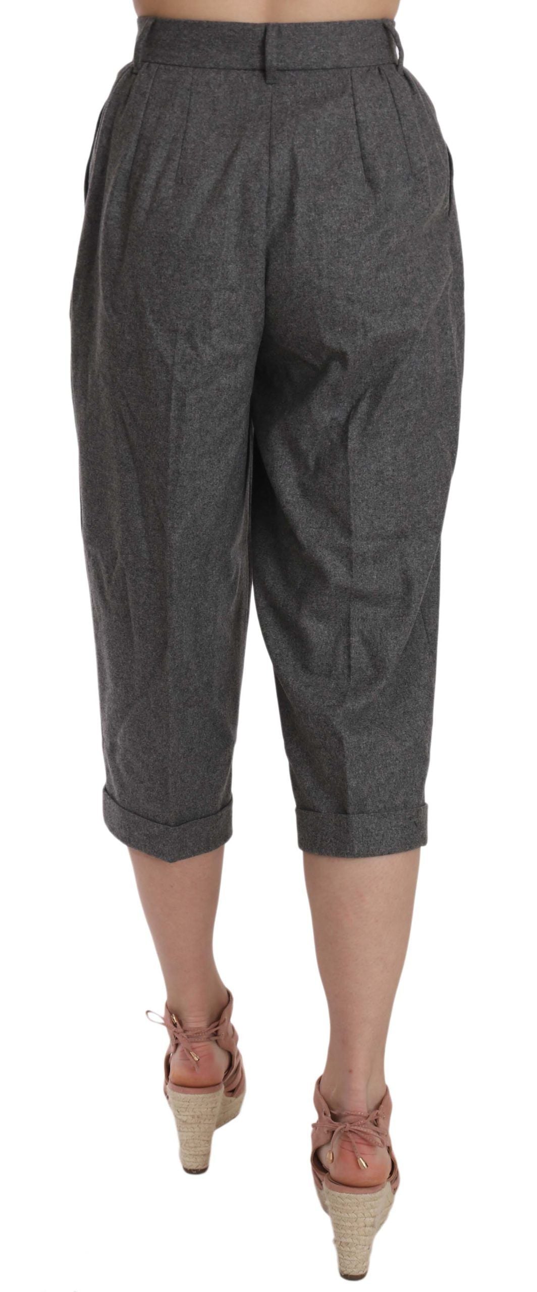 Wool Cropped Trouser Plissee-Hose