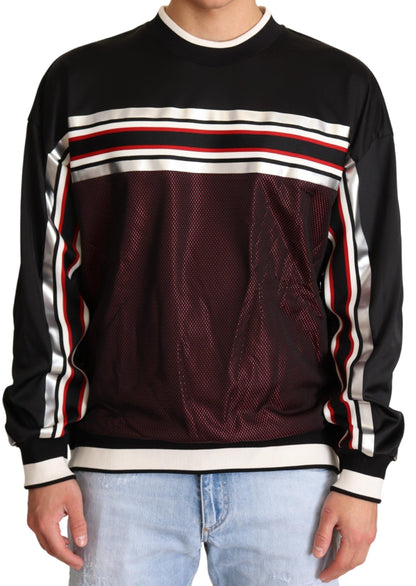 Schwarzer roter Mesh Sport Pullover mit Rundhalsausschnitt