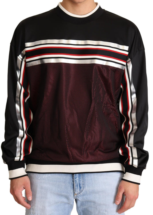 Schwarzer roter Mesh Sport Pullover mit Rundhalsausschnitt