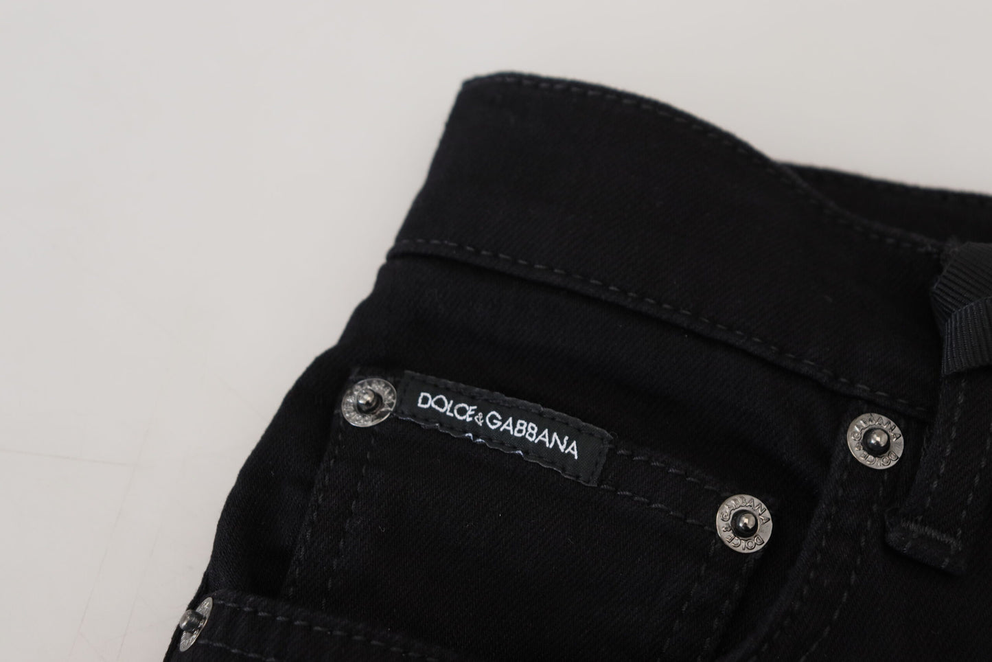 Schwarze Slim Fit Denim-Jeans aus Baumwolle mit Pailletten