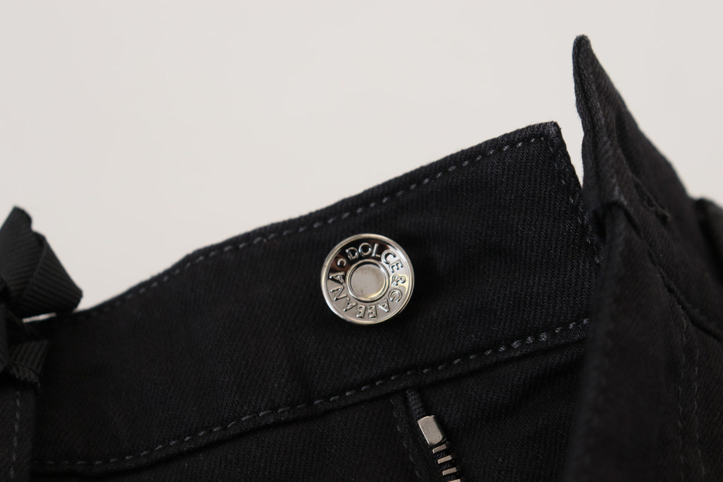 Schwarze Slim Fit Denim-Jeans aus Baumwolle mit Pailletten