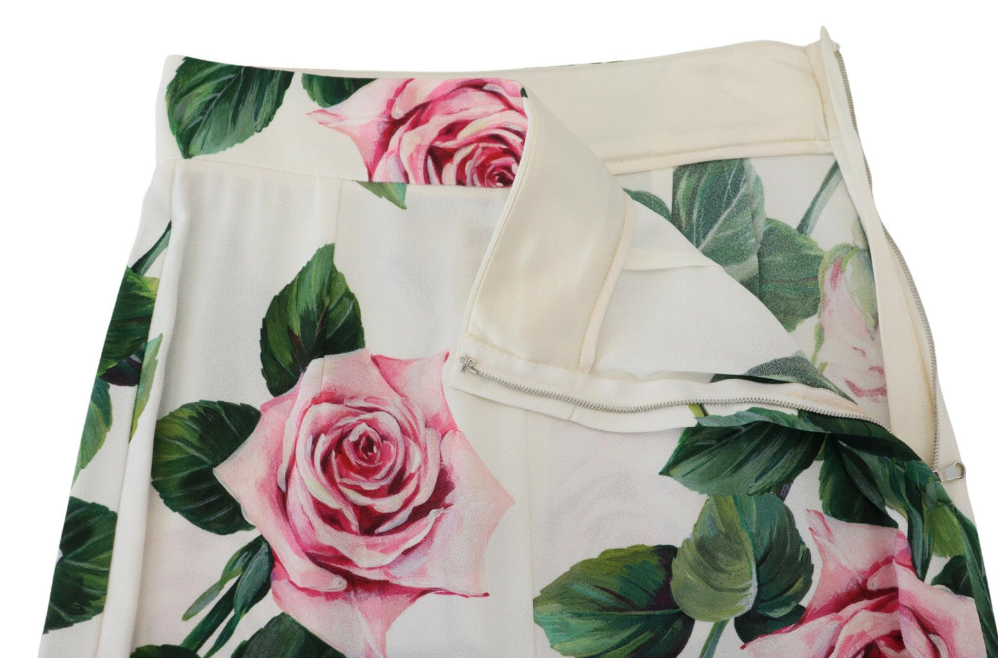Weiße Rose Druck hohe Taille Hose