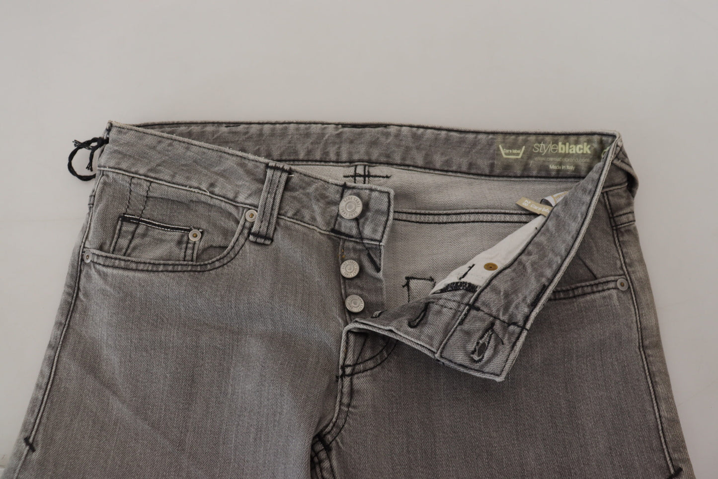 Graue gewaschene Baumwolle Skinny Frauen Casual Denim Jeans