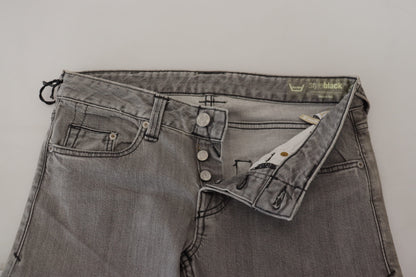 Graue gewaschene Baumwolle Skinny Frauen Casual Denim Jeans