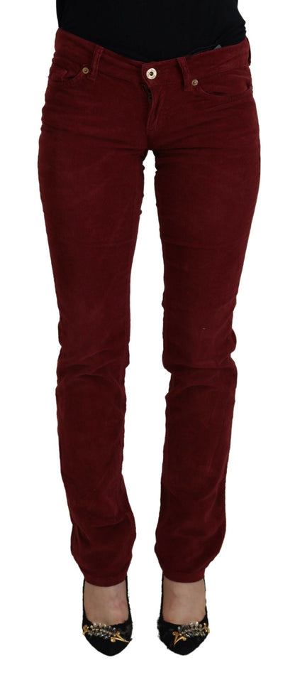 Kastanienbraune Kordhose Slim Fit Damen Freizeithosen