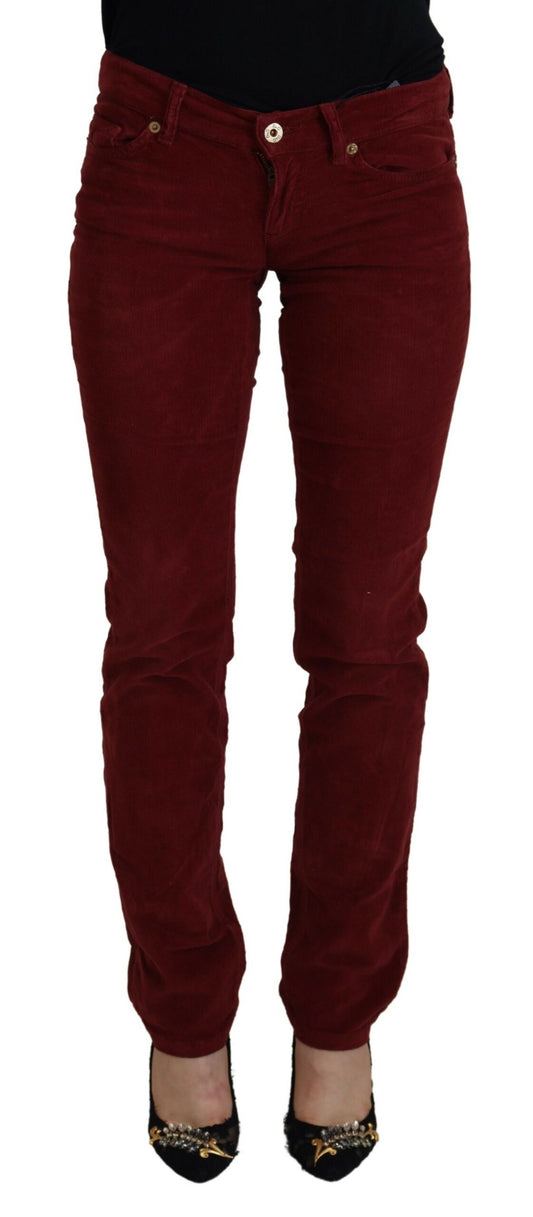 Kastanienbraune Kordhose Slim Fit Damen Freizeithosen