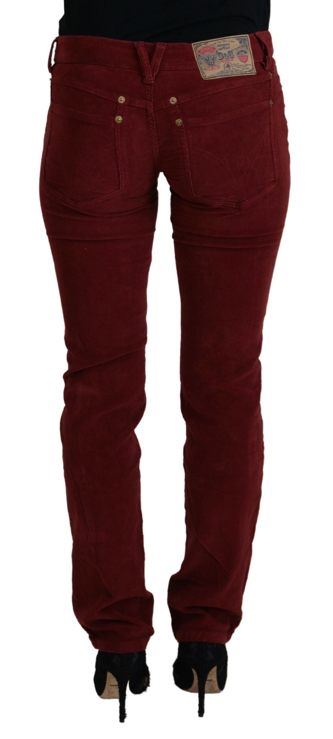 Kastanienbraune Kordhose Slim Fit Damen Freizeithosen