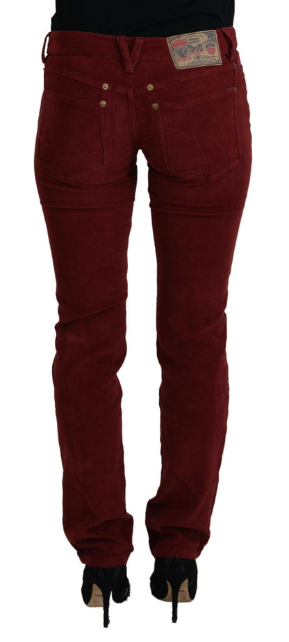 Kastanienbraune Kordhose Slim Fit Damen Freizeithosen