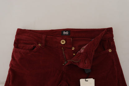 Kastanienbraune Kordhose Slim Fit Damen Freizeithosen