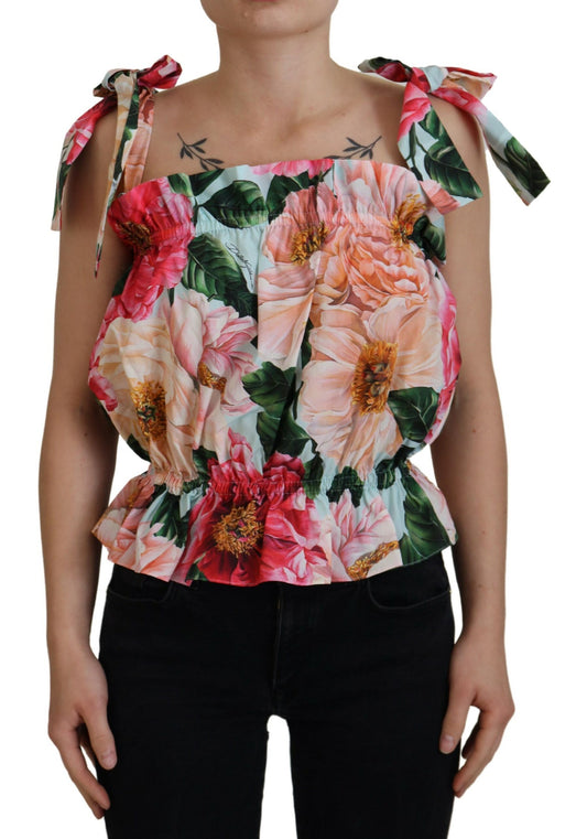 Mehrfarbiges ärmelloses Tank-Top mit Blumendruck