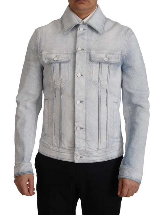 Hellblaue Baumwoll-Stretch-Denim-Jacke für Männer