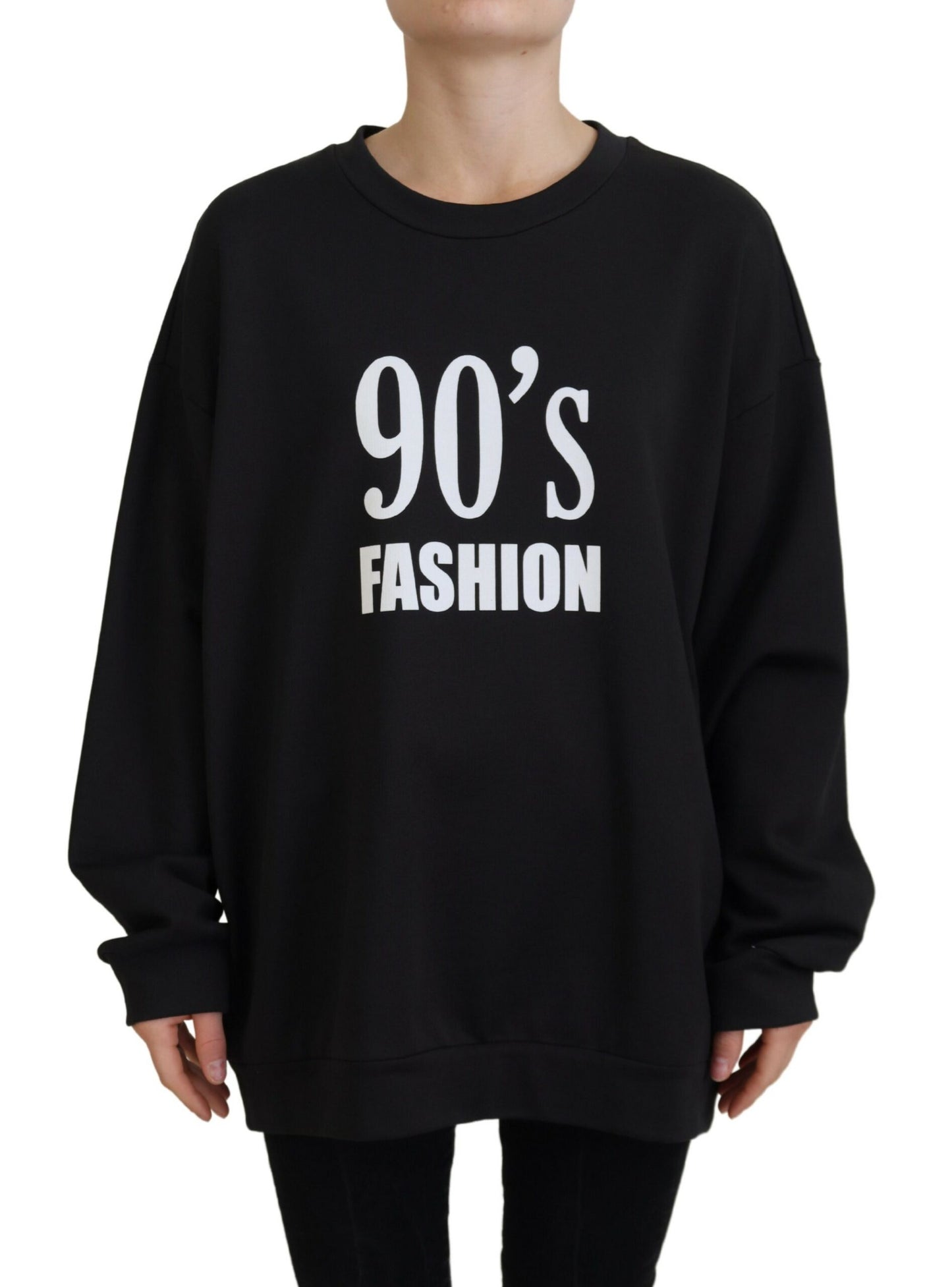 Schwarzer 90's Fashion Baumwollpullover
