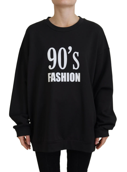 Schwarzer 90's Fashion Baumwollpullover