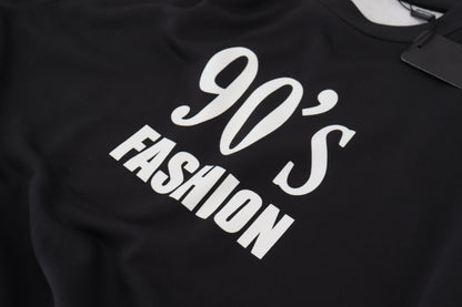 Schwarzer 90's Fashion Baumwollpullover