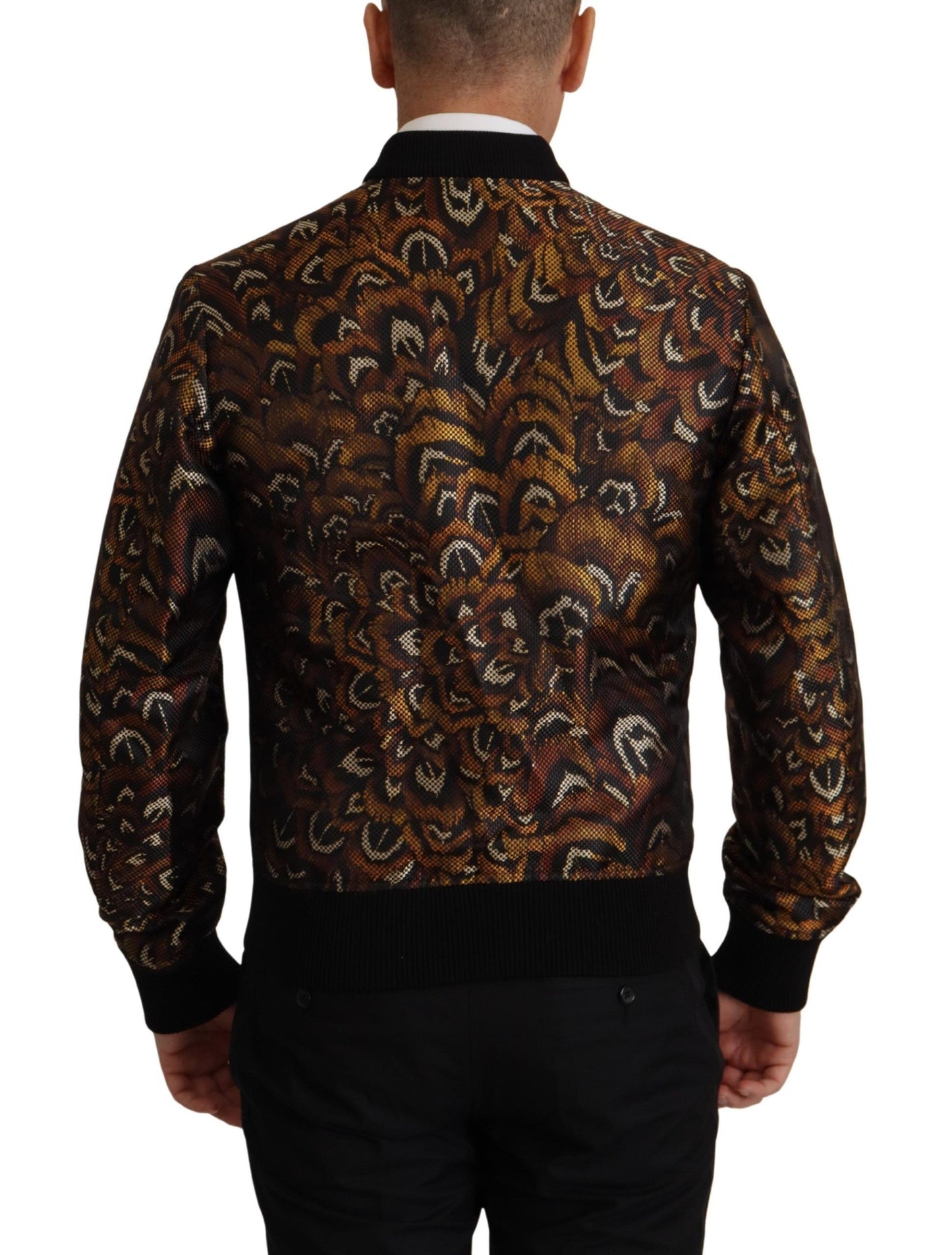 Braune Feder Blousonjacke mit durchgehendem Reißverschluss