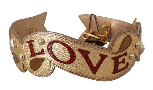 Gold Leder LOVE Patch Tasche Schulterriemen