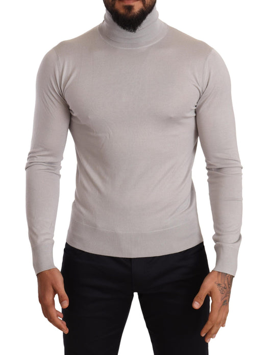 Grauer Kaschmir-Rollkragenpullover
