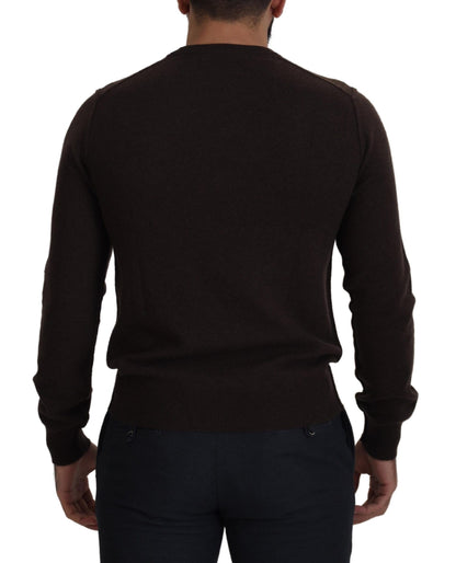 Brauner Kaschmir Pullover mit Rundhalsausschnitt