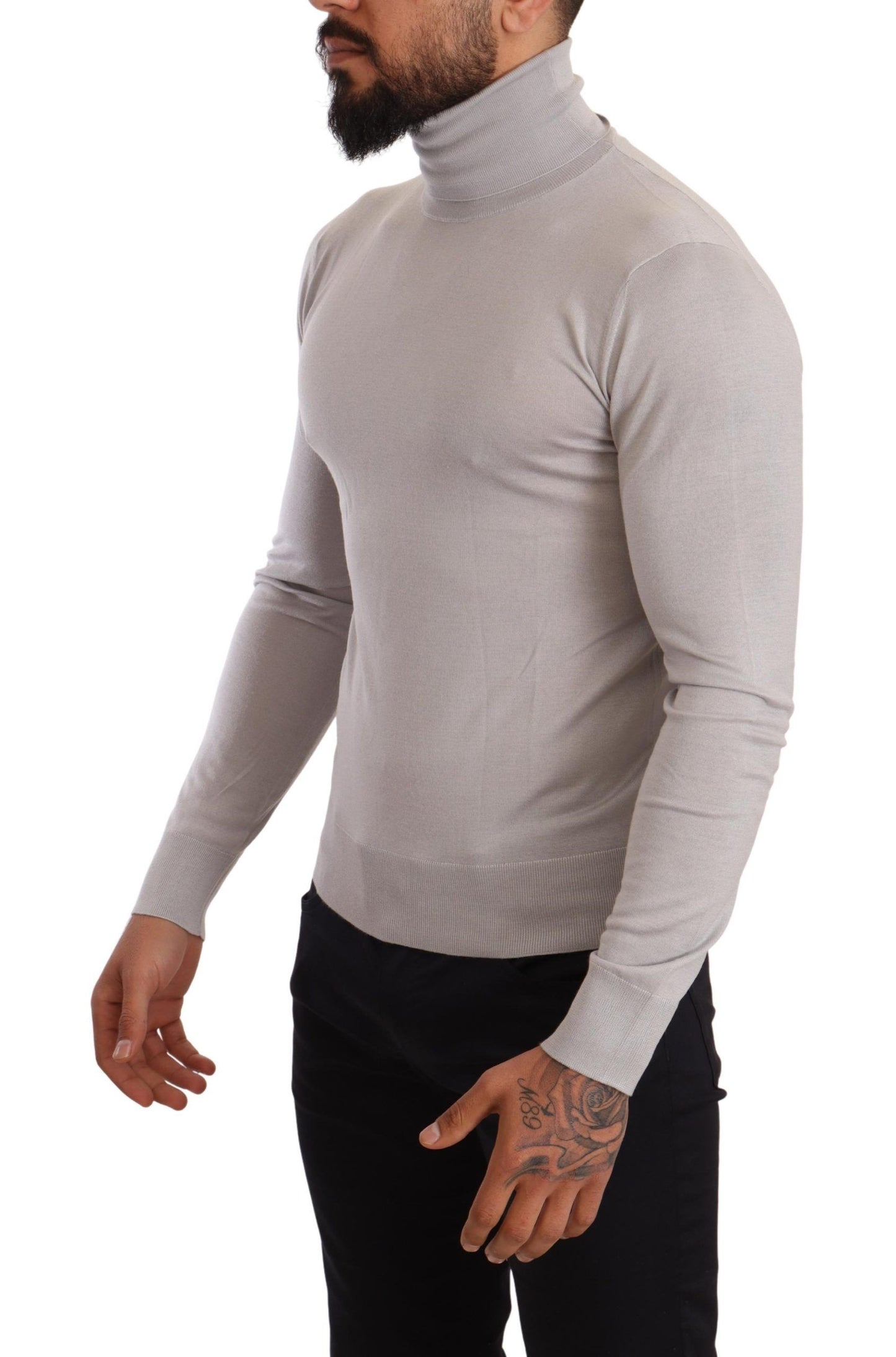 Grauer Kaschmir-Rollkragenpullover