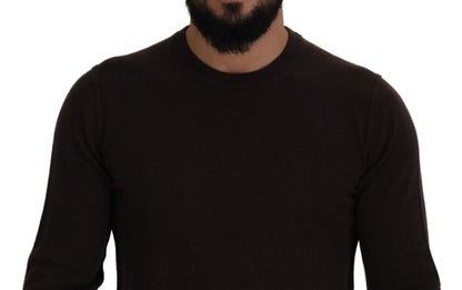 Brauner Kaschmir Pullover mit Rundhalsausschnitt