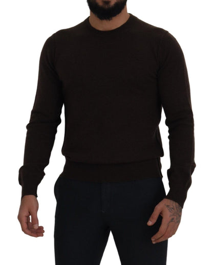 Brauner Kaschmir Pullover mit Rundhalsausschnitt