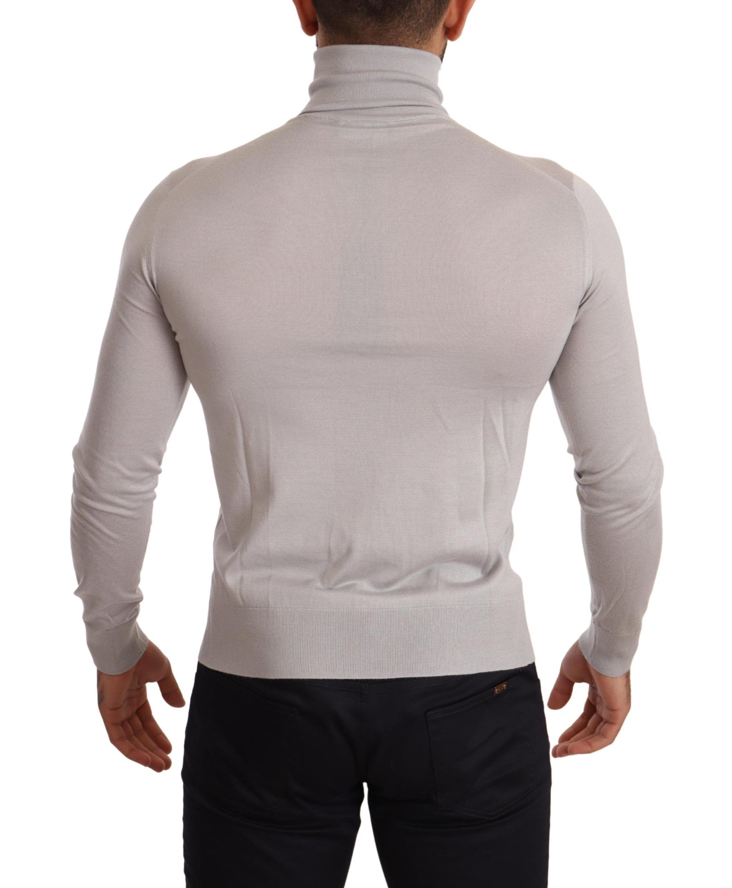 Grauer Kaschmir-Rollkragenpullover