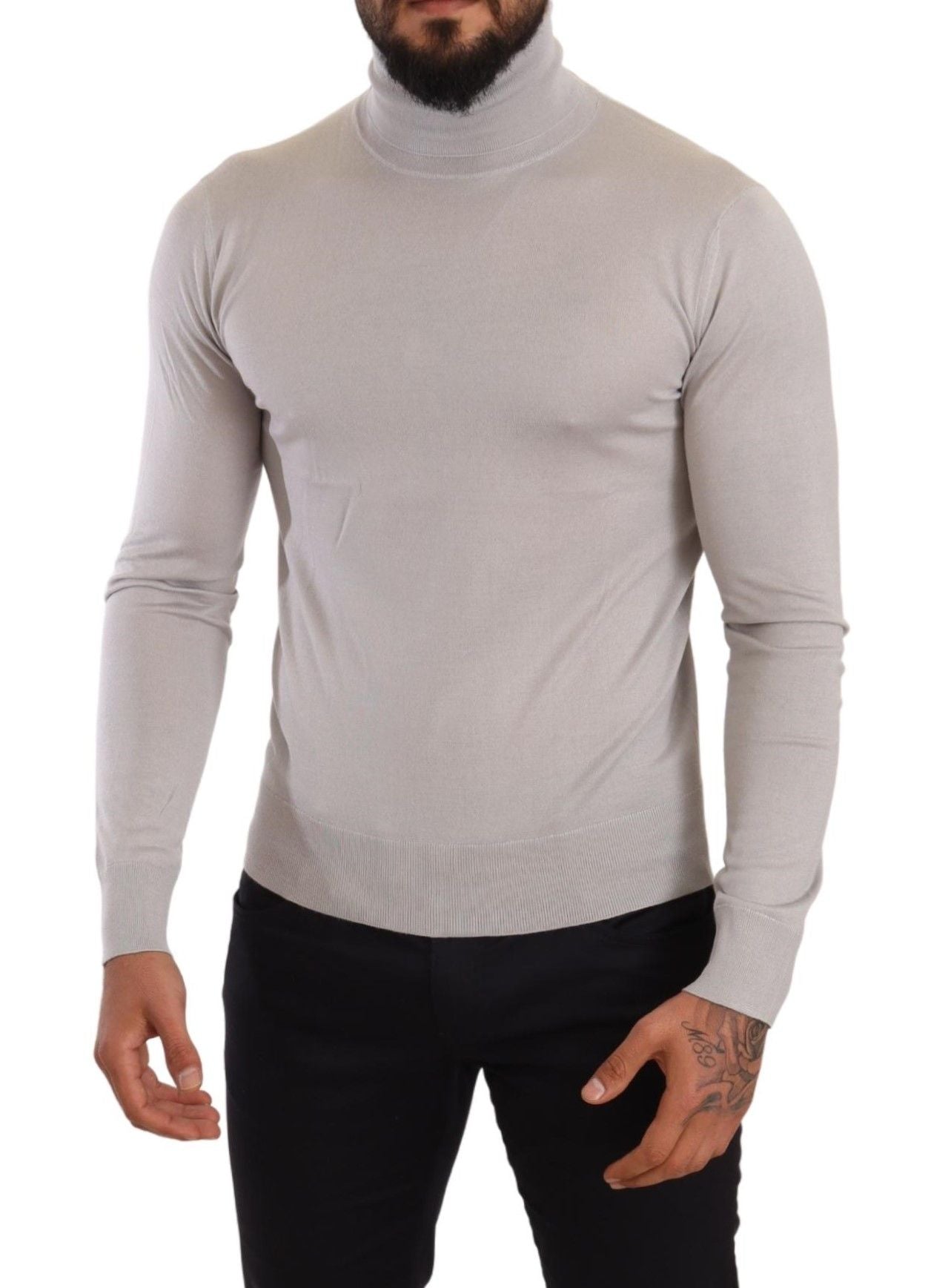 Grauer Kaschmir-Rollkragenpullover