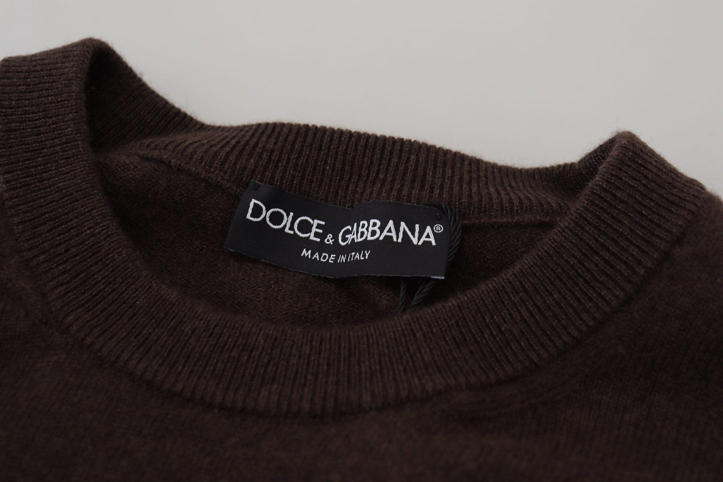 Brauner Kaschmir Pullover mit Rundhalsausschnitt