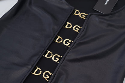 Schwarz Gold DG Schnalle Casual Bluse Top