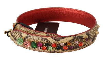 Beige Exotic Leather Crystals Schulterriemen