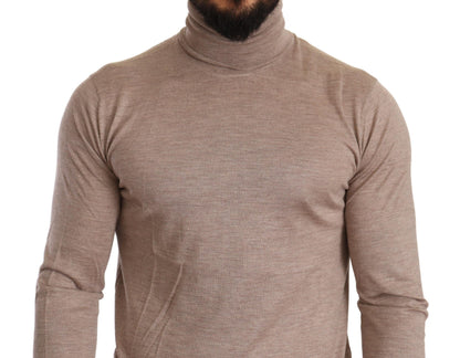 Beigefarbener Rollkragenpullover aus Kaschmir