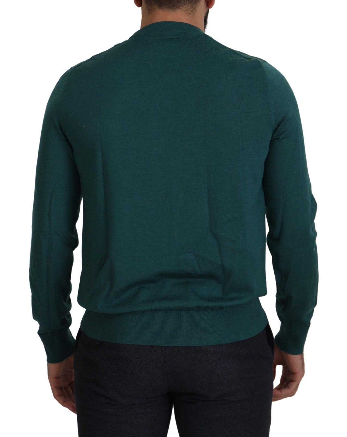 Grüner Henry VIII Pullover mit Rundhalsausschnitt