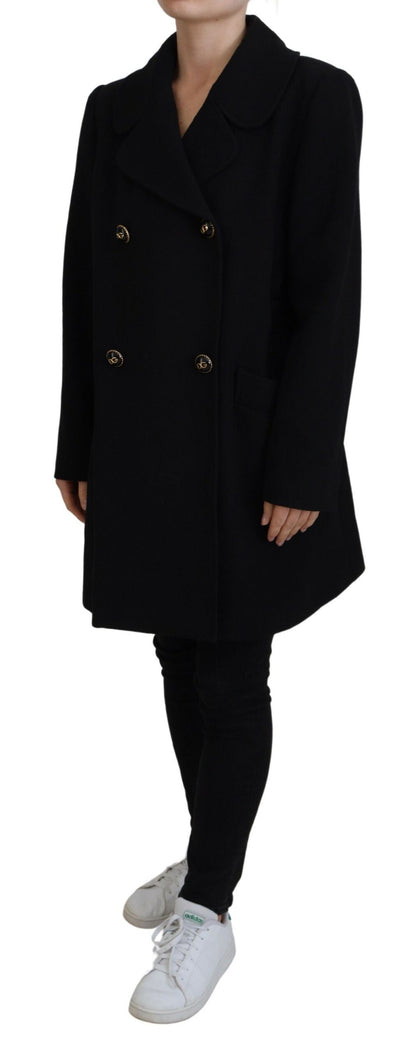 Schwarze Polyester-Blazerjacke mit zwei Brüsten