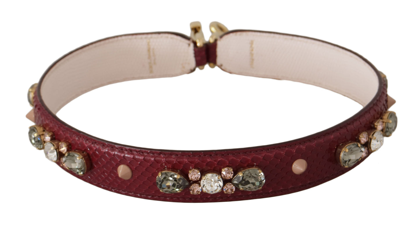 Bordeaux Leder Crystals Tasche Schulterriemen