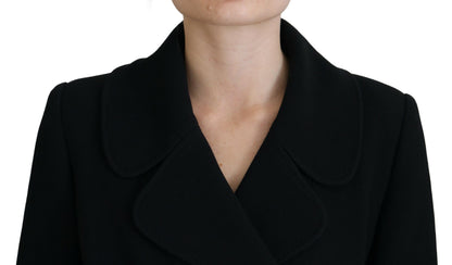 Schwarze Polyester-Blazerjacke mit zwei Brüsten