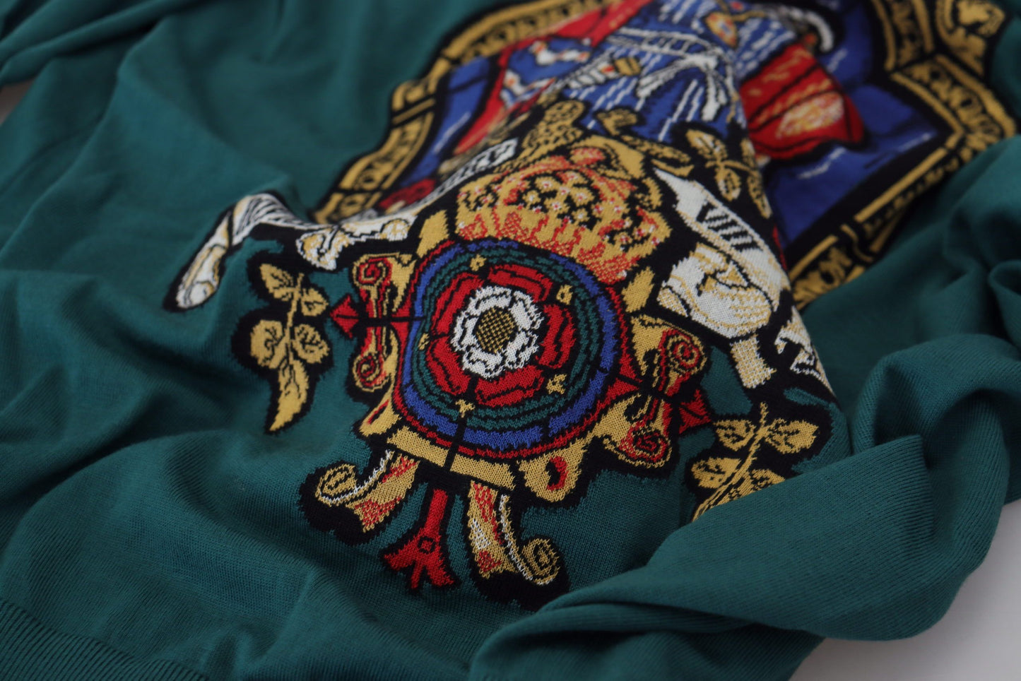 Grüner Henry VIII Pullover mit Rundhalsausschnitt