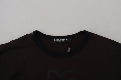 Brauner Pullover mit schmalem Rundhalsausschnitt aus Baumwolle