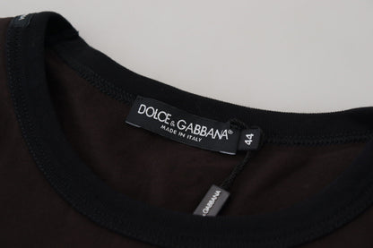 Brauner Pullover mit schmalem Rundhalsausschnitt aus Baumwolle
